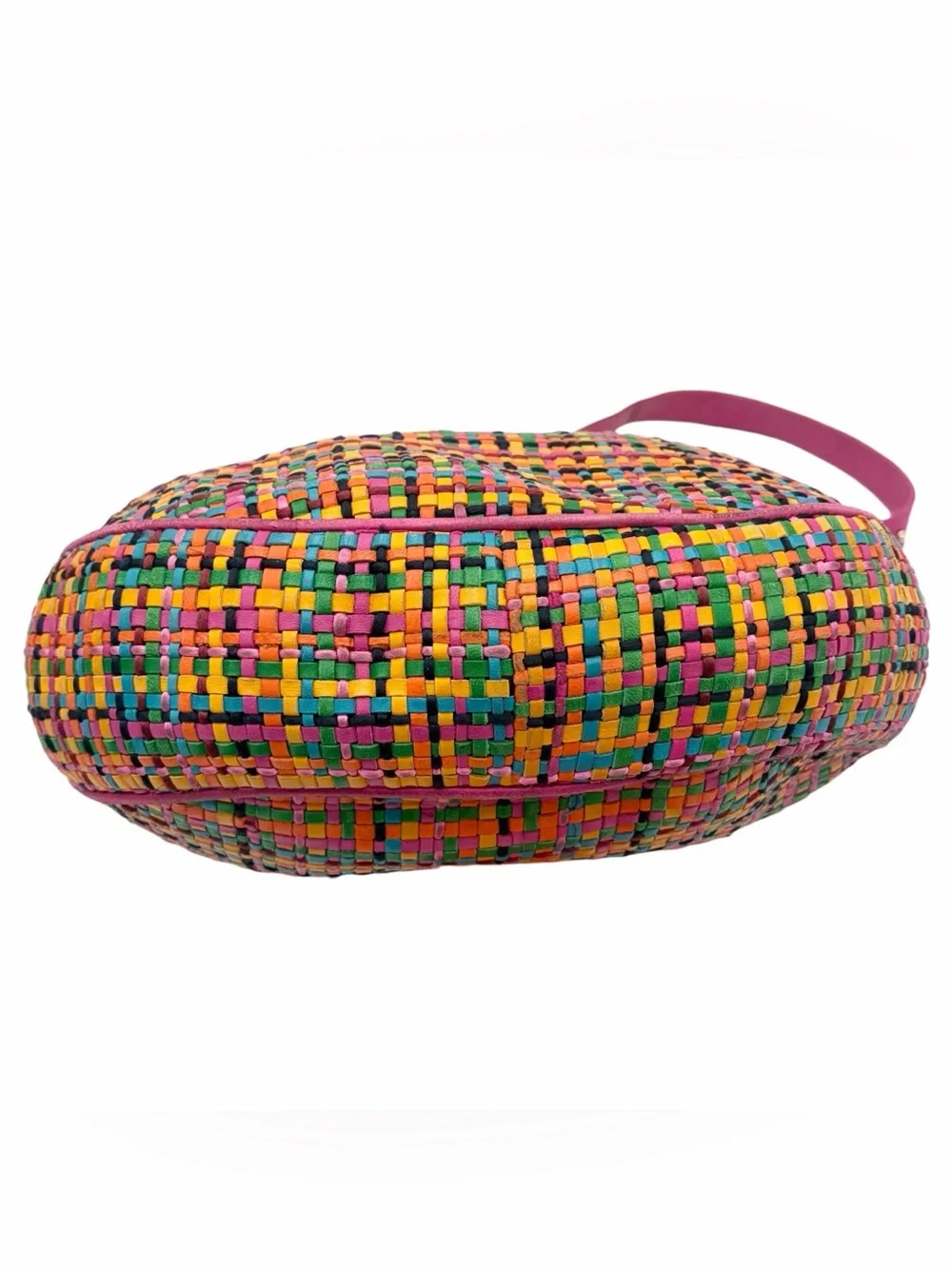 Vintage Valentino Garavani Multicolor Woven Leather Hobo Crossbody Bag